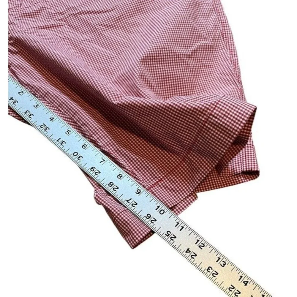 J. Crew Shorts Men's Size 34 Red White Gingham Plaid Check Flat Front Chino